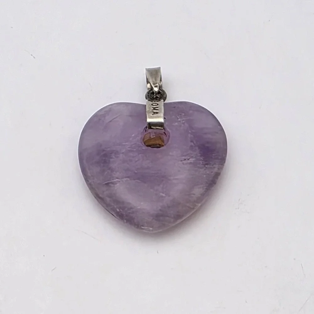 Vintage BOMA Amethyst Heart Pendant 925 Sterling‎ Silver Signed FREE $HIPPING!!